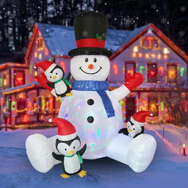 Décorations de Noël Bonhomme de neige gonflable empilé Arhat avec lumières LED Décoration de fête en plein air pour les accessoires de jardin de maison 231027