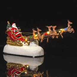 Décorations de Noël Innodept12 Assortiment de traîneau et de rennes du Père Noël Accessoires de décoration de Noël Lumière LED musicale Collection de vacances Figurine 231027