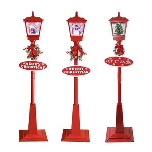 Kerstversiering Iron Street Light Decor Rode landschapspost voor familie Outdoor Yard