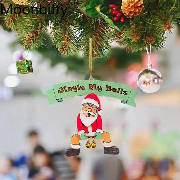 Decoraciones navideñas Jingle My Bells, adorno divertido de Santa BuBell, manualidades de madera divertidas, decoración colgante