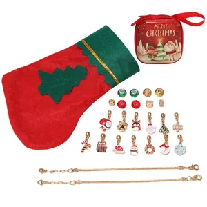 Décorations de Noël pour enfants, ensemble de fabrication de bracelets avec bas et collier pour filles, 24 pièces, bijoux en perles DIY