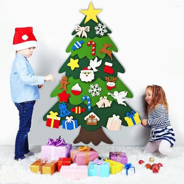 Decoraciones navideñas niños DIY Decoración de árboles grandes de fieltro Santa Claus Regalos de año para niños Juguetes