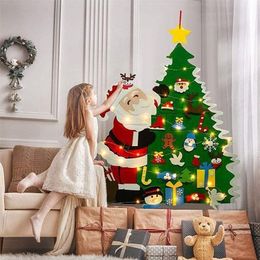 Adornos navideños para niños, decoración de árbol de fieltro DIY para el hogar, regalos de año de Navidad, adornos de Papá Noel, Navidad 220908