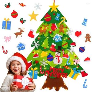 Kerstversiering Kinderen DIY Vilten Boom Met LED Vrolijk Voor Thuis 2023 Ornamenten Kerstcadeaus Jaar 2024