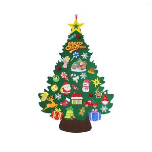 Kerstdecoraties Kids Diy Filt Tree Set Decoratie voor thuiskinderen Jaargeschenken 2022 Deuren Wandramen hangende topverkoop