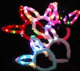 Kerstdecoraties Kinderen Easter Bunny konijn oren Cosplay Hoofdband Kinderen Volwassen Soft Furry Plush Hair Band Party Led Glow Headwear Customize 221130