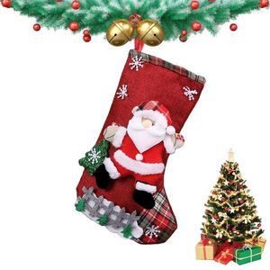 Decoraciones navideñas de la calcetín de la calcetería de la chimenea de la chimenea medias de santa nieve muñeco de nieve Bear Bag Temo