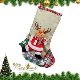 Decoraciones navideñas de calcetines de calcetines de calcetines medias de dibujos animados santa nieve muñeco de santa oso 3d regalos bolsas