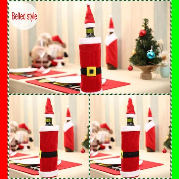 Décorations de Noël Accessoires de cuisine Outils Gadget Bouteille de vin rouge Sacs de couverture Décoration Home Party Santa Claus Sets1