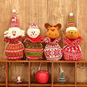 Kerstdecoraties gebreide doek pop appelzak ornamenten kinderen vakantie gift straal zak suikergoed decoratie