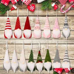 Décorations de Noël ornement de poupée sans visage tricoté longue barbe p gnoméle de Noël porte arbre pendant suspension à la maison du Nouvel An Holi ot9vj