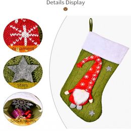Décorations de Noël tricoté Rudolph Stocking enfants cadeau de vacances bonbons collations sac d'emballage maison centre commercial décoration RRE15304