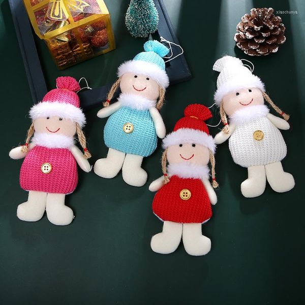 Decoraciones de Navidad decoración de tejido adornos de niña linda muñeco de nieve muñeco armario pequeño colgante