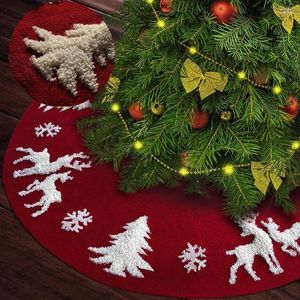 Décorations de Noël, jupe d'arbre tricotée, tapis en fausse fourrure, tapis en peluche rouge enneigé, couverture pour fête de joyeuses fêtes