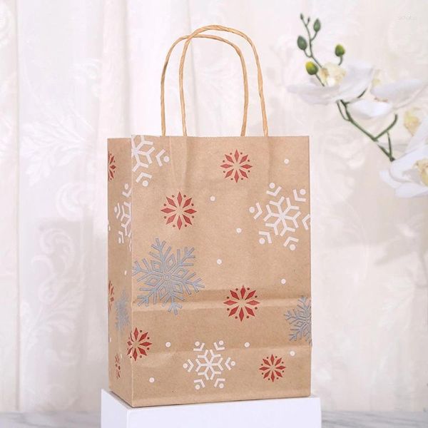 Décorations de noël sacs cadeaux Kraft avec poignée 12 pièces/ensemble, accessoire d'emballage Portable, fête d'anniversaire