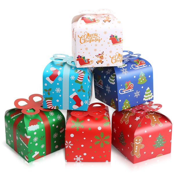 Décorations de Noël Kraft Goody Gift Boxes 24 Xmas Party Paper Treat Candy With Bow For Favor Drop Delivery 2022 Carshop2006 Amwbw