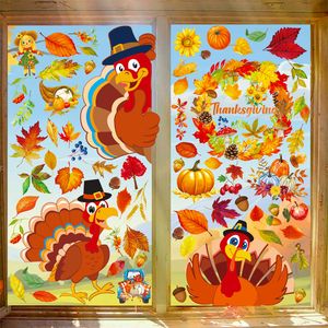 Kerstdecoraties l herfst decor thanksgiving raam klampt voor huis herfst bladeren kalkoen decals feestbenodigdheden drop delive yydhhome amumu