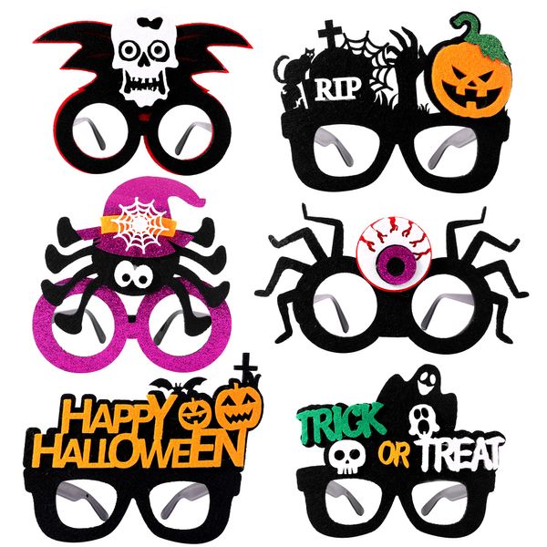 Decoraciones navideñas L Felt Spooky Halloween Gafas Paquete de 6 anteojos de plástico Party Po Booth Props Cosplay para niños Drop Yydhhome Amj7X