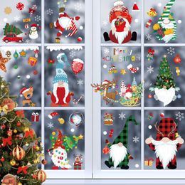 Kerstdecoraties L Gnome -raam klampt 9 vellen Xmas Snowflake Stickers voor glas Santa Claus Decals Decoratie Home Carshop2006 AMU24