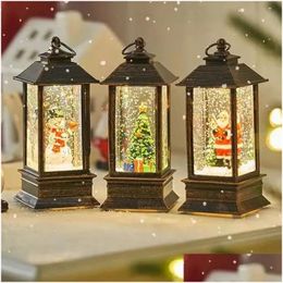 Kerstdecoraties Lantern Light Santa Snowman Led Retro Candlestick Wind Lamp Navidad Xmas Tree Jaar Kid Drop levering Dhwou
