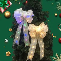 Decoraciones navide￱as Bows grandes Bownot brillantes con LED Light Craft Gift Bow Fiesta de bodas Decoraci￳n de fiestas Xmas 2022 A￱o 40x23cm