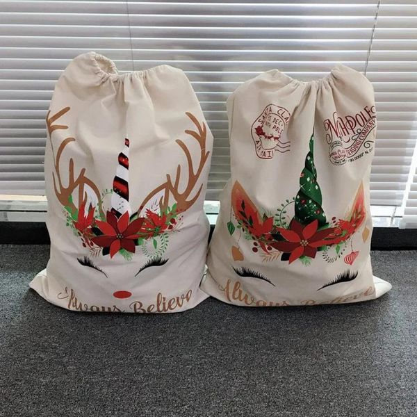 Decoraciones navideñas Bolsa de regalo de caramelo de lona grande para niños sacos Santa Claus rojo color verde bolsas dtring 08 Drop entrega a casa Dhto9