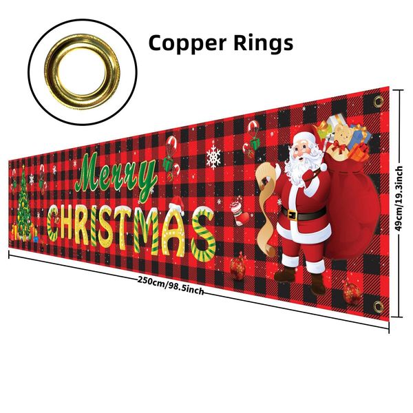 Decoraciones navideñas Banner navideño grande 250 cm / 8,2 pies Bandera colgante de Feliz Navidad para interior y exterior Patio Decoración para colgar en la pared Fiesta de Navidad 231030