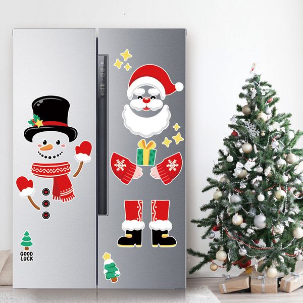 Adornos navideños Imán grande para nevera Refrigerador Pegatina magnética Muñeco de nieve Santa Claus Decoración Tablero de mensajes 221129