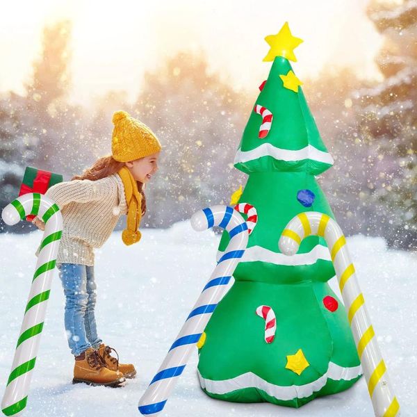 Decoraciones navideñas, globos inflables grandes de PVC con bastón de caramelo, decoración de bastones para exteriores, suministros de decoración navideña 2024