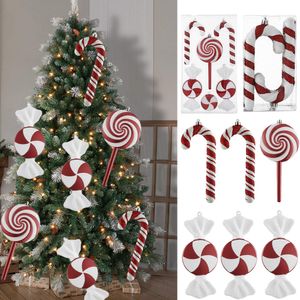 Décorations de Noël Grand PVC Bonbons Pendentif de Noël Arbre de Noël Canne Suspendue Décorations Peintes Rouges et Blanches pour la Maison Fournitures de Fête de Noël 221123