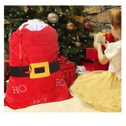 Kerstdecoraties grote zak kous geschenken tas santa riem dag decor hohoho fluweel bolsas de regalo navidad