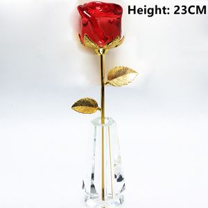 Décorations de Noël de grande taille Rose de cristal pour la fête des mères Petite amie Faveurs de mariage Fleur artificielle avec boîte-cadeau Ornement de maison romantique 230919