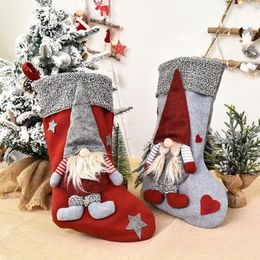 Kerstdecoraties Grote kousen gebreide gezichtsloze Santa Gnome Doll Socks Xmas Candy Gift Bag Boom Paarden Jaar Home Decor 220912