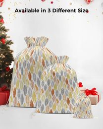 Décorations de noël feuilles gris jaune Orange, porte-cadeaux du père noël, sac à main, pochettes pour bonbons de noël, sac en tissu, décor de Festival