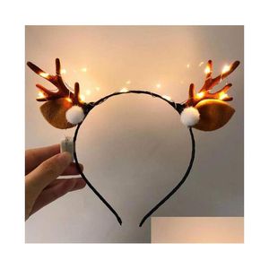 Kerstdecoraties LED Antler Hoofdbanden verlichten rendier Hoofdband Party Decoraties Luminous Glow Headpieces flitsende haarbanden DHWKH