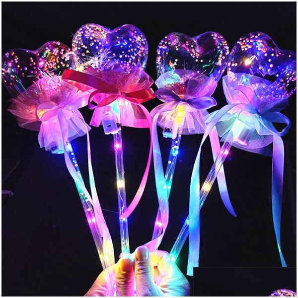 Décorations De Noël Led Bobo Baguette Ronde Étoile En Forme De Coeur Allumer Princesse Bâton Magique Pour Enfants Filles Vacances Anniversaire Accessoire Dhmlb