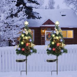 Kerstversiering Led-kerstboom Zonne-verlichting Buiten Kerstversiering voor huis Tuin Lampjaar Navidad Kerstornament 231013