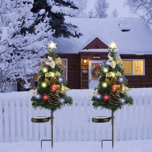 Décorations de Noël LED arbre de noël lumières solaires décorations de noël en plein air pour la maison lampe de jardin année Navidad ornement de noël 231013