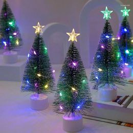Decoraciones navideñas LED, árbol colorido, Mini aguja de pino, Navidad con luces de cadena para el hogar, escritorio, año de fiesta, decoración de regalo