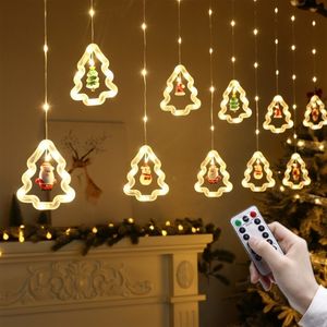 Kerstversiering LED-gordijn Lichtslingers Garland USB Fairy Festoen met afstandsbediening voor kamerraam Slaapkamer Jaardecoratie 230905