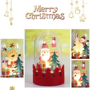 Décorations de Noël LED Décoration Lumières Cadeau pour chambre à coucher intérieure Mise en page Père Noël Bonhomme de neige Cerf Table Top