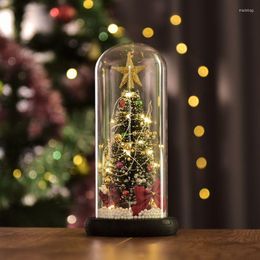 Décorations de noël LED verre dôme arbre affichage Base fée chaîne lumière décor à la maison chambre bureau nuit pour cadeau