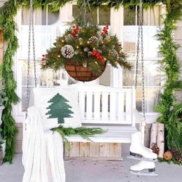 Kerstdecoraties Led hangende manden met gloeiende touwlichten planten Pinecone kransen ornament Garden Huis feestartikelen