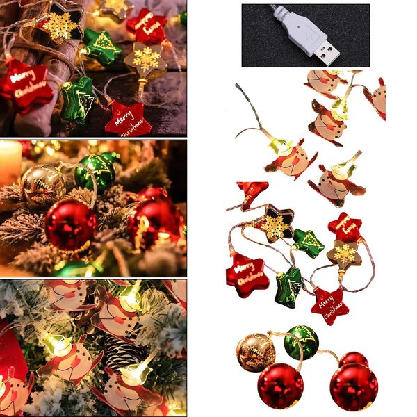 Décorations de Noël LED Chaîne Lumineuse Électrolytique Étoile Bonhomme De Neige Décoratif Couleur Fête De Vacances Lumières Plug 231025