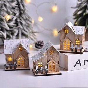 Décorations de Noël avec lumière LED, maison en bois, cabine lumineuse, ornements d'arbre de joyeux noël, cadeau pour enfants