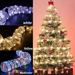 Decoraciones navideñas Luces LED 4M Alambre de cobre Cadena Luces de cinta Decoración del árbol Impresión a doble cara para la fiesta de cumpleaños en casa 221130