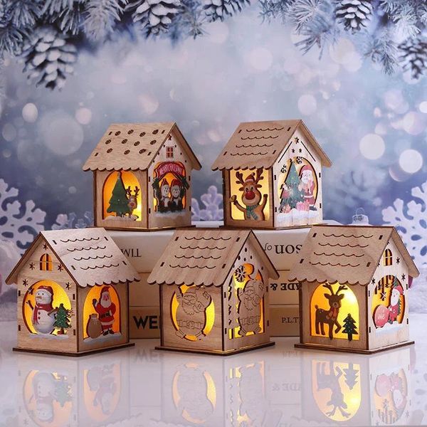 Décorations de Noël LED lumineuses en bois, ornements de maison, artisanat, arbre, cadeaux de vacances