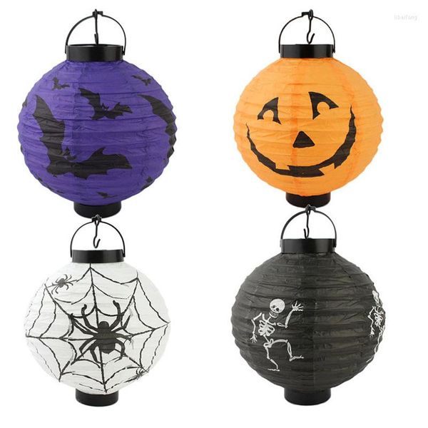 Décorations de Noël LED Papier Citrouille Suspendus Lanterne Lumière Lampe Halloween Pour La Maison Horreur Fournitures Pendentif