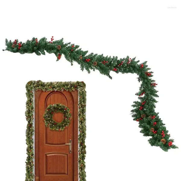 Décorations de Noël LED Guirlande de pin Décoration à piles pour manteau fenêtre cuisine porte et table