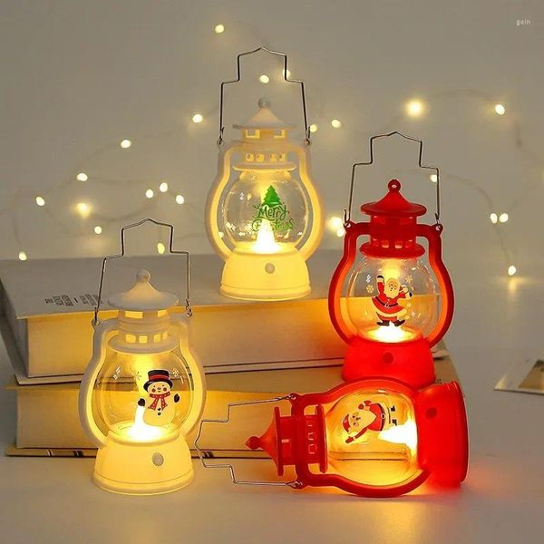 Décorations de noël LED petite veilleuse Portable lanternes suspendues ornements de fête du père noël année 2024